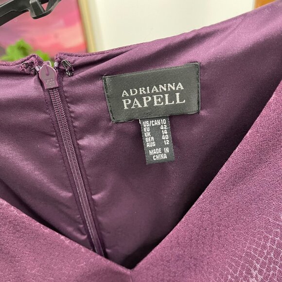 Adrianna Papell Purple V-Neck Ruched Sheath Dress Size 10 - Picture 6 of 11